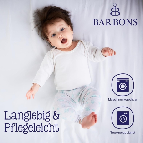 BARBONS Spannbettlaken für Baby/Kinderbett - 100% Jersey-Baumwolle Oeko-TEX Standard 100 Zertifiziert Bettlaken für Babybett (Hellblau - 60x120 cm / 70x140 cm) Bild 2