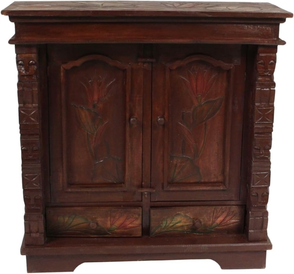 Oriental Galerie Mehrzweckschrank Schrank 80 x 80cm Lotus Braun Color (1-St)