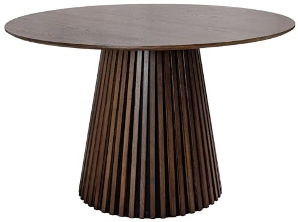riess-ambiente Esstisch VALHALLA WOOD 120cm smoked braun (Einzelartikel, 1-St), Küche · rund · bis 4 Personen · Eiche · Säulenfuß · Design