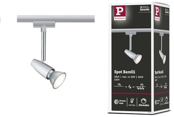 Paulmann 95461 URail Spot Barelli Chrom matt ohne Leuchtmittel, max. 10W GU10