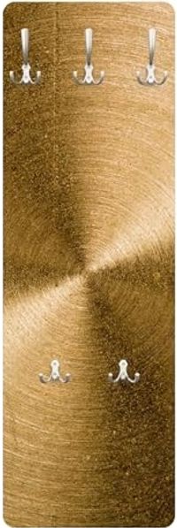 Bilderdepot24 Garderobenpaneel gold Muster Goldener Kreis gebürstet Design (ausgefallenes Flur Wandpaneel mit Garderobenhaken Kleiderhaken hängend), moderne Wandgarderobe - Flurgarderobe im schmalen Hakenpaneel Design