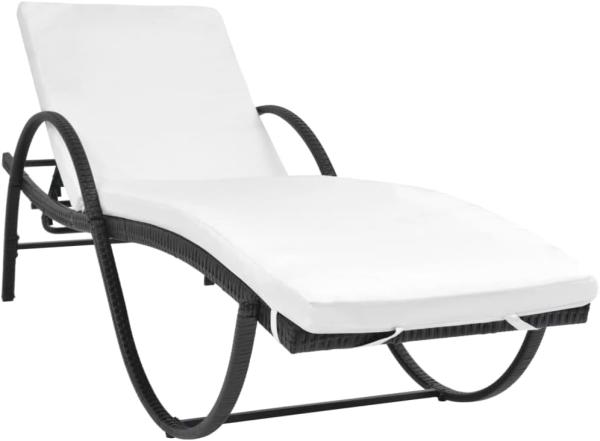 vidaXL Sonnenliege mit Auflage Poly Rattan Schwarz 42884