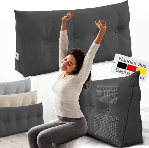 Bett- und Rückenstützkissen >Anthrazit< 120cm