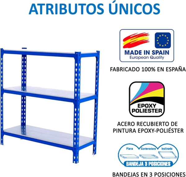 Simonrack Schwerlastregal, Lagerregal, 90 x 120 x 40 cm, Metallregal, Kellerregal, Biegestelle 200 kg, 3 Fachböden, Blau/Verzinkt - Simonclick Bild 6