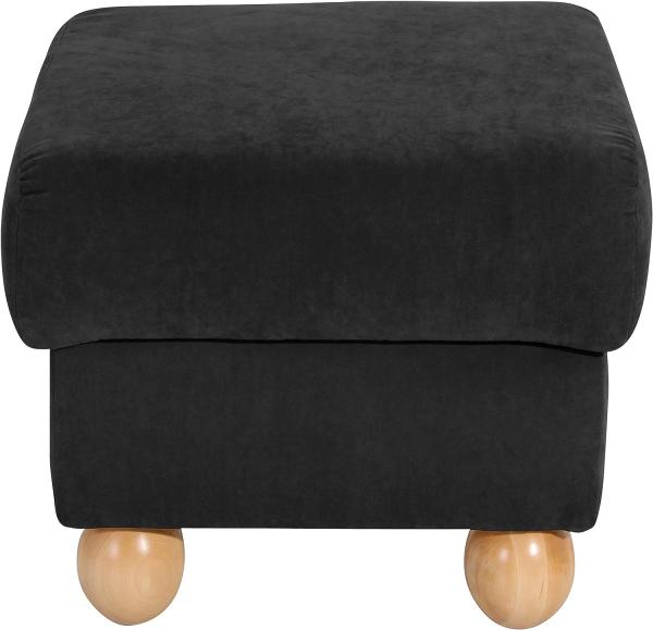 Monarch Hocker Veloursstoff Schwarz Buche Natur