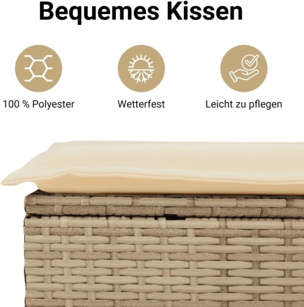vidaXL 12-tlg. Garten-Sofagarnitur mit Kissen Beige Poly Rattan 3251535 Bild 5