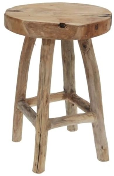 Spetebo Massiver Teak Holz Hocker 42 cm - Massivholz Sitzhocker Stabiler Gästehocker