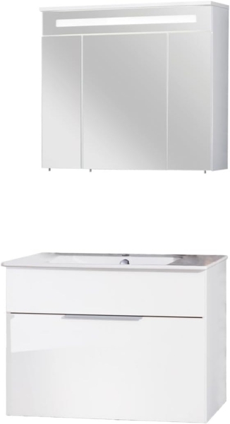 Fackelmann KARA Badmöbel Set 3-teilig, 80 cm, Weiß, Keramik, 1 Schublade