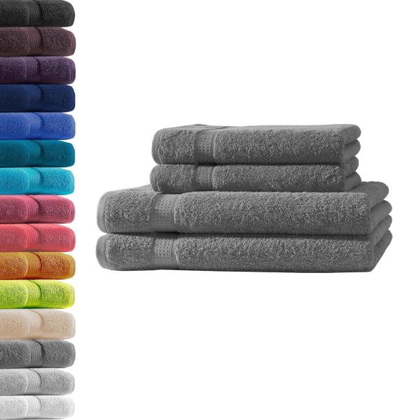 Hometex Premium Textiles Handtuch in Premium Qualität 500 g/m², Feinster Frottier-Stoff 100% Baumwolle, 2x Duschtuch + 2 Handtuch, Kuschelig weich, saugfähig, Extra schwere, flauschige Hotel-Qualität