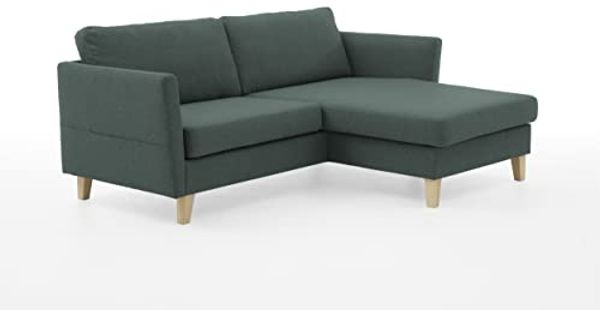 ATLANTIC home collection Ecksofa Mailo L-Form, mit Seitentaschen, Recamiere beidseitig montierbar, Massivholzfüße