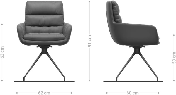 Esszimmerstuhl Abelia-Flex mit Armlehnen Webstoff Soft Beige Kreuzgestell konisch Schwarz Bild 7