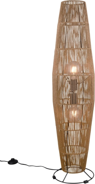 lightling Stehlampe Mikael, ohne Leuchtmittel, Rattan-Optik, mit Fußschalter, E27