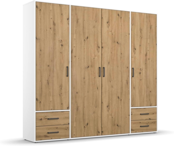 rauch Drehtürenschrank Kleiderschrank Schrank Garderobe Wäscheschrank VOYAGER (in 3 verschiedenen Ausstattungen BASIC/CLASSIC/PREMIUM) moderne Griffe in Graumetallic mit Außenschubkästen MADE IN GERMANY