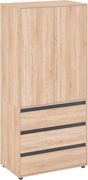 KOMTO Garderobenschrank CUBE 60-90 cm Mit Fächern Schubladen Kleiderschrank Schrank Mehrzweckschrank mit Türig & Schubladen Garderobenschrank Flur 192 cm