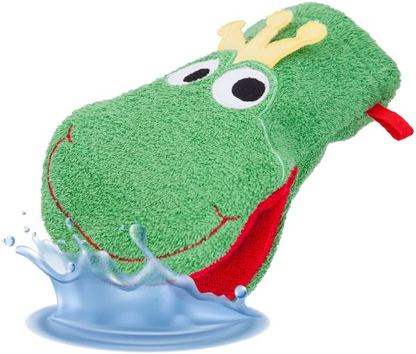 Smithy Waschlappen Baby | Tiermotiv FROSCH | 100% Baumwolle Frottee | Waschhandschuh Kinder | Jungen & Mädchen | Geschenk zur Geburt