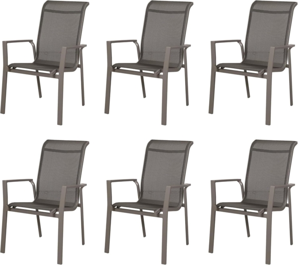 WINDSOR 6x Alu-Stapelsessel Gartensessel silber / mixed-silber