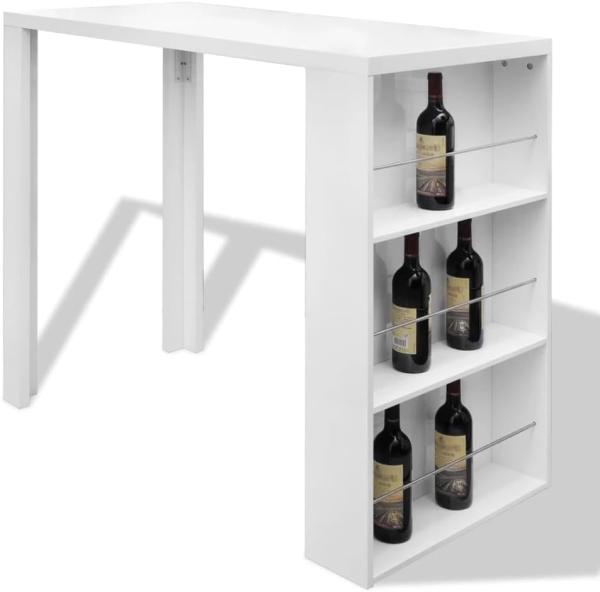 vidaXL Bartisch mit Weinregal MDF Hochglanz Weiß 240820