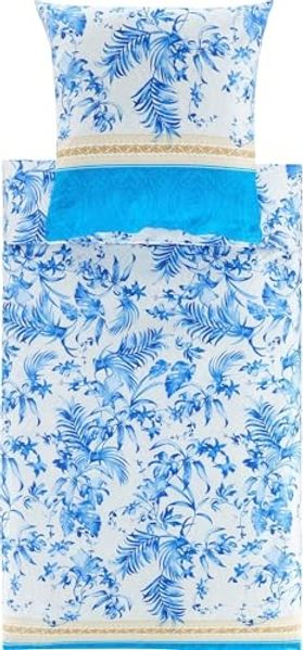 Bassetti Bettwäsche Bassetti Satin Bettwäsche IBISCUS TATTOO, B1 Blau