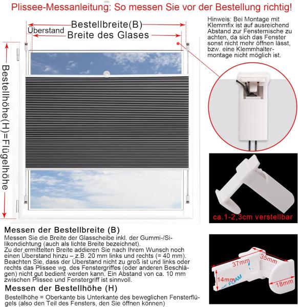 WOLTU Wabenplissee ohne Bohren Verdunklung Thermo Doppelplissee Klemmfix Zweifarbig 80x120 cm Dunkelgrau-weiß, Plissee Faltrollo Sonnen-, Sicht- & Schallschutz, Jalousie Plisseerollo für Fenster & Tür Bild 7