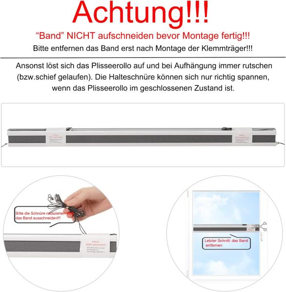 WOLTU Wabenplissee ohne Bohren Verdunklung Thermo Doppelplissee Klemmfix Zweifarbig 80x120 cm Dunkelgrau-weiß, Plissee Faltrollo Sonnen-, Sicht- & Schallschutz, Jalousie Plisseerollo für Fenster & Tür Bild 8