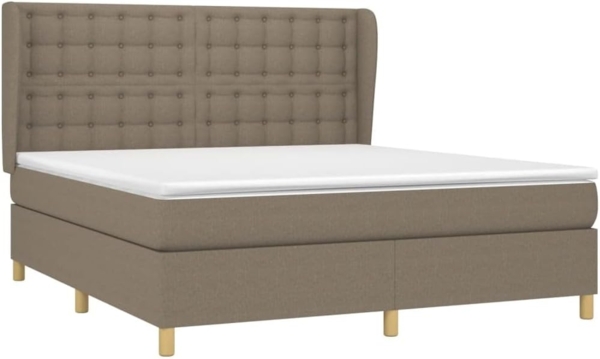 vidaXL Boxspringbett mit Matratze Taupe 160x200 cm Stoff 3128857