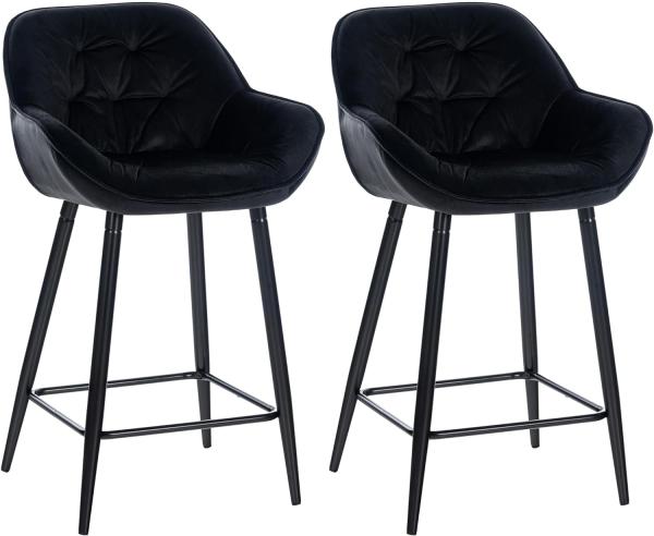 2er Set Barhocker Gibson 76 Samt (Farbe: schwarz)