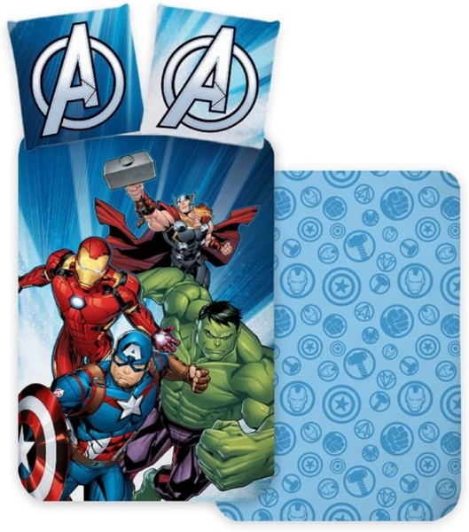 BrandMac Kinderbettwäsche Avengers Wende Bettwäsche 80x80 cm + 135x200 cm 100% Baumwolle