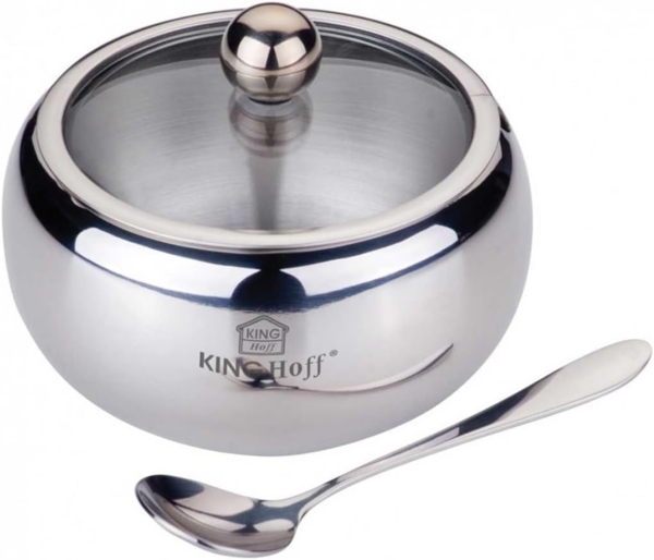 Kinghoff Kinghoff Zuckerdose aus Stahl mit Löffel KH3725