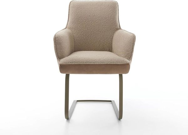 Freischwinger Heira-Flex mit Armlehnen Materialmix Schlamm Freischwinger flach Effektfinish Titan Taschenfederkern Bild 4