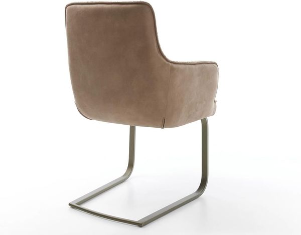 Freischwinger Heira-Flex mit Armlehnen Materialmix Schlamm Freischwinger flach Effektfinish Titan Taschenfederkern Bild 7