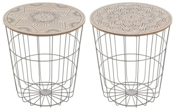 Set mit 2 Beistelltischen aus Metall und MDF in Grau