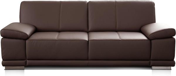 CAVADORE 3,5-Sitzer Ledersofa Corianne / Großes Polstersofa in Echtleder im modernen Design / Mit verstellbaren Armlehnen / 248 x 80 x 99 / Echtleder dunkelbraun