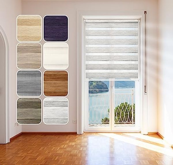 Doppelrollo Duo Rollo Klemmfix ohne Bohren für Fenster Rollos Faltrollo "Natural", DomDeco, Klemm- oder Schraubmontage, Klemmbar, Kettenzug, ohne Bohren, Sicht- und Blendschutz