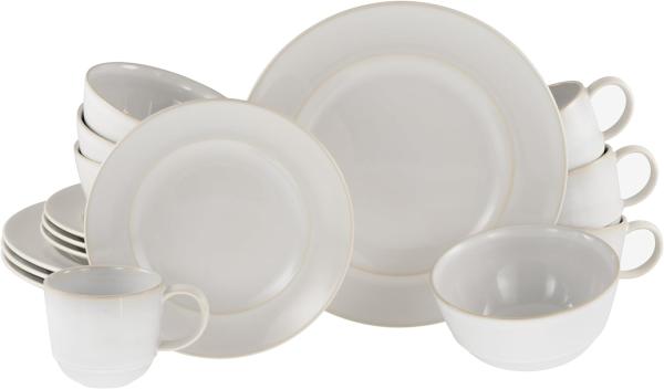 CreaTable Kombiservice Antique offwhite für 4 Personen, Steinzeug, sand (1 Set, 16-teilig)