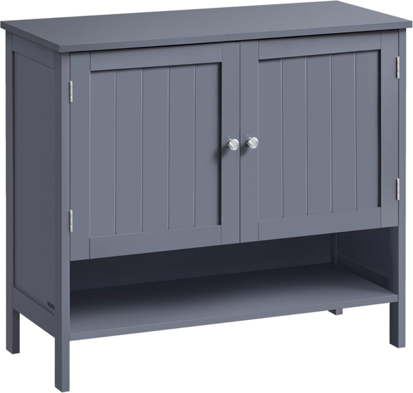 Vasagle Schuhschrank, Schuhregal, Schuhaufbewahrung, moderner Landhausstil, freistehender Schrank mit höhenverstellbaren Ablagen, 35 x 80 x 70 cm, Eingangsbereich, schiefergrau LBCDE044G01