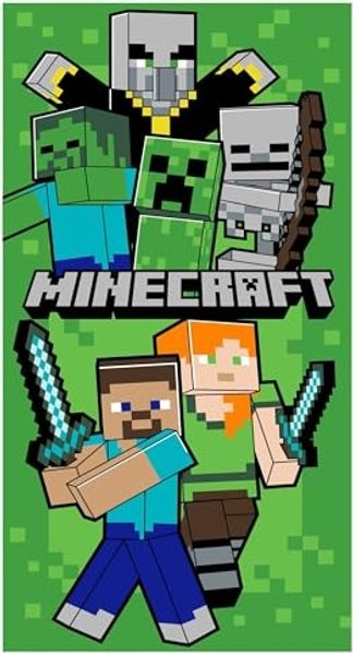 Minecraft Baumwolle Strandtuch Frottee Badetuch mit Premium Druck, 70x140 cm