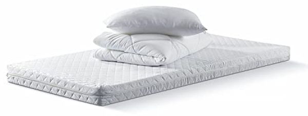 OrthoMatra Komplettset Basic – Kaltschaummatratze 90x200, Microfaser-Steppbett und -Kissen, waschbar