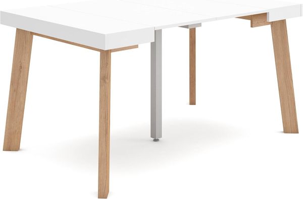 Skraut Home | Ausziehbarertisch | Multifunktionaler ausziehbarer | 140 | Für 6 Gäste | Hölzerne Beine | Moderner Stil | Weiß