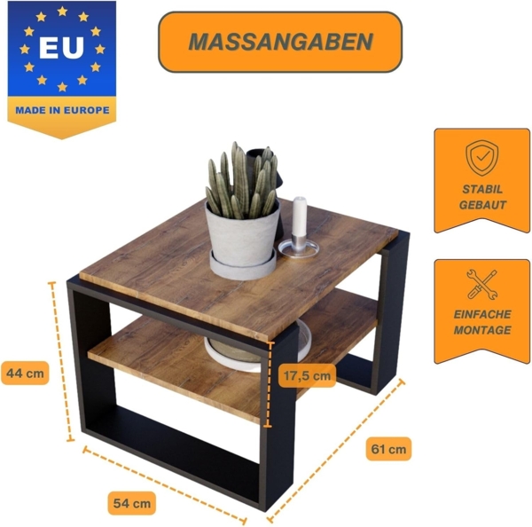 CraftPAK Couchtisch Wohnzimmertisch aus hochwertigem Holz - Couchtisch 54T x 63B x 44H cm Bild 2