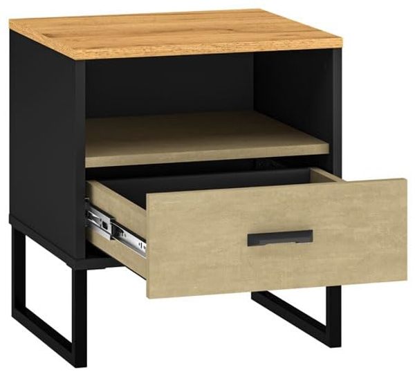 2er-Set Nachtkonsole Colt 120x55x75cm schwarz Craft Gold Eiche Premium Steel Bild 4