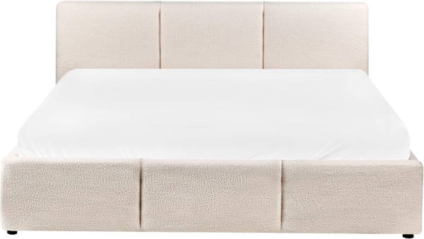 Bett mit Stauraum Bouclé BOUSSE 160 x 200 cm Cremeweiß