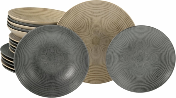 CreaTable Tafelservice Catania Mix Tellerset 18-tlg (18-tlg), 6 Personen, Steinzeug