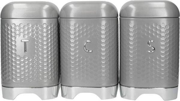 Vorratsdosen Vorratsbehälter 3'er-Set KitchenCraft Lovello grau LOVTCSSETGRY