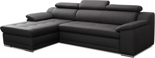 CAVADORE Schlafsofa Aniamo / Ledersofa in L-Form mit Bettfunktion, verstellbaren Kopfstützen und XL-Longchair / 270 x 80 x 165 / Kunstleder, Schwarz Bild 10