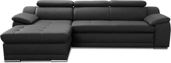 CAVADORE Schlafsofa Aniamo / Ledersofa in L-Form mit Bettfunktion, verstellbaren Kopfstützen und XL-Longchair / 270 x 80 x 165 / Kunstleder, Schwarz Bild 9