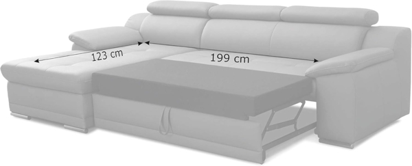 CAVADORE Schlafsofa Aniamo / Ledersofa in L-Form mit Bettfunktion, verstellbaren Kopfstützen und XL-Longchair / 270 x 80 x 165 / Kunstleder, Schwarz Bild 7