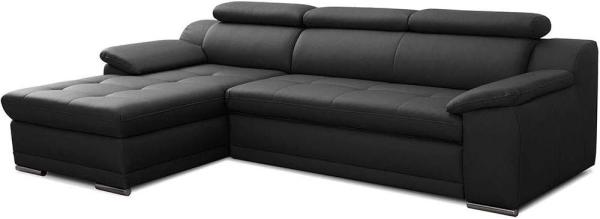 CAVADORE Schlafsofa Aniamo / Ledersofa in L-Form mit Bettfunktion, verstellbaren Kopfstützen und XL-Longchair / 270 x 80 x 165 / Kunstleder, Schwarz Bild 1