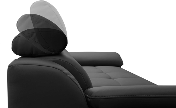 CAVADORE Schlafsofa Aniamo / Ledersofa in L-Form mit Bettfunktion, verstellbaren Kopfstützen und XL-Longchair / 270 x 80 x 165 / Kunstleder, Schwarz Bild 5
