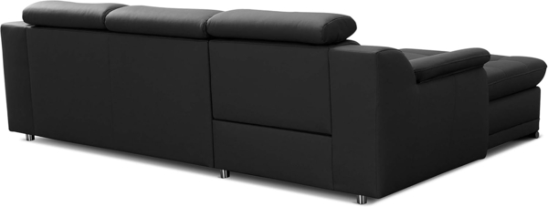 CAVADORE Schlafsofa Aniamo / Ledersofa in L-Form mit Bettfunktion, verstellbaren Kopfstützen und XL-Longchair / 270 x 80 x 165 / Kunstleder, Schwarz Bild 6