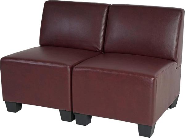 Modular 2-Sitzer Sofa Couch Lyon, Kunstleder ~ rot-braun, ohne Armlehnen